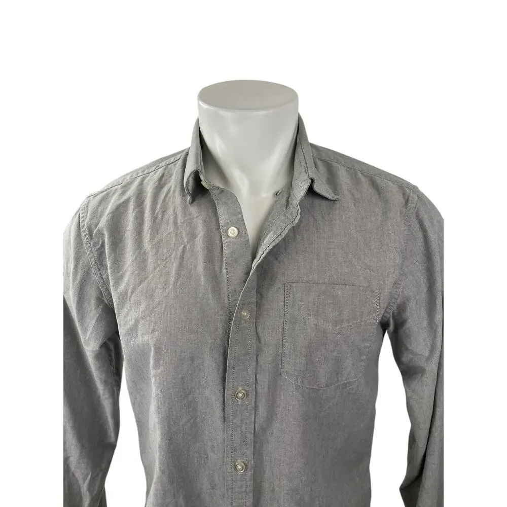 Banana Republic Men's Gray Grant Fit Oxford Long Sleeve Button Down Shirt Top M